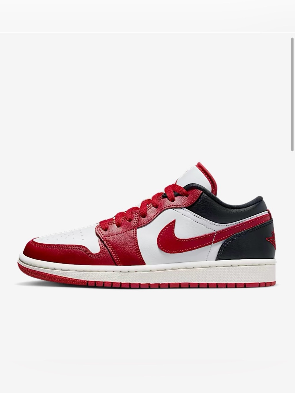 Women’s Air Jordan 1 Low-Top Leather Sneakers in Red/White/Black